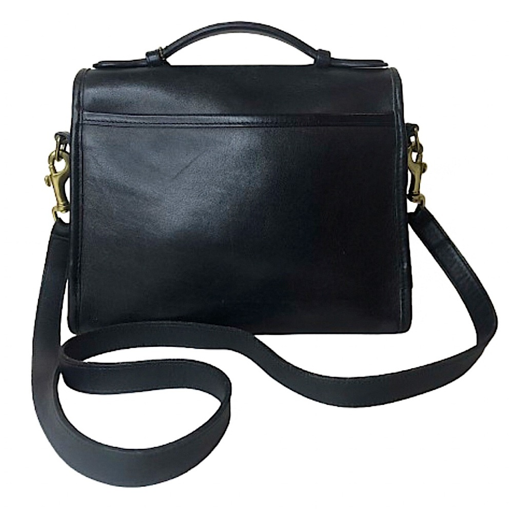 Vintage COACH COURT Black Glove Tanned Turn Lock Crossbody Shoulder Bag 9870 - Picture 3 of 17